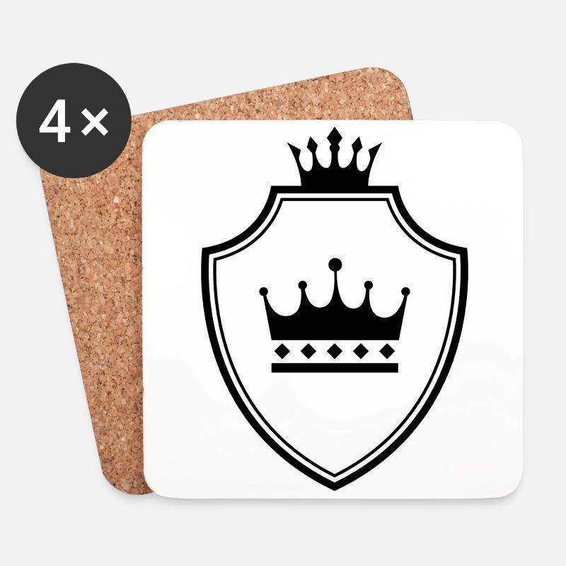 Krone Wappen - Untersetzer (4er-Set) - Weiß