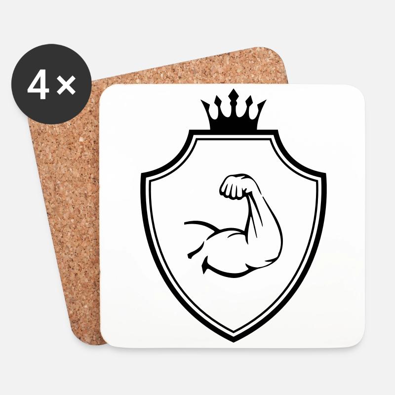 Muscles du bras Crête Biceps - Dessous de verre (lot de 4) - blanc