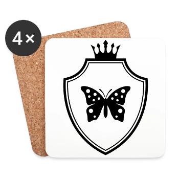 Symbole des armoiries des papillons - Dessous de verre (lot de 4) - blanc - Devant