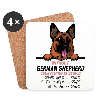 Ohne German Shepherd ist alles doof - Untersetzer (4er-Set) - Weiß - Vorne