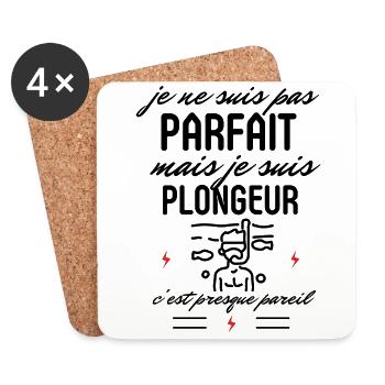 Pas parfait plongeur - Dessous de verre (lot de 4) - blanc - Devant
