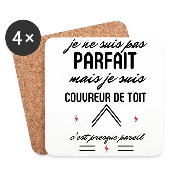 Pas Parfait Mais Couvreur de toit - Dessous de verre (lot de 4) - blanc - Devant