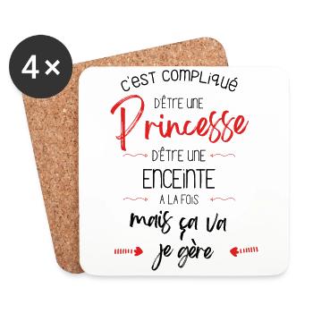 Princesse et Enceinte - Dessous de verre (lot de 4) - blanc - Devant
