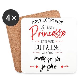 Compliqué d'être Princesse et faire du Rallye - Dessous de verre (lot de 4) - blanc - Devant