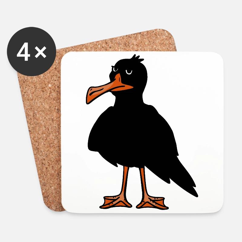 Pech Unglück Vogel Vögel traurig Kummer - Untersetzer (4er-Set) - Weiß