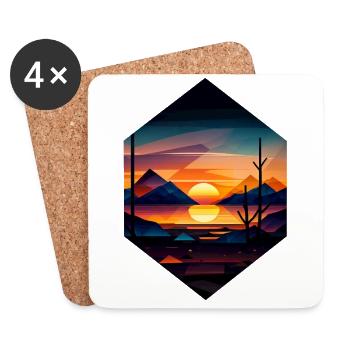 Sunset Geometric Landscape Design - Coasters (set of 4) - white - Front