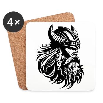 Viking Head Warrior Viking - Dessous de verre (lot de 4) - blanc - Devant