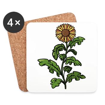 Sonnenblume Geschenkidee - riesige gelbe Blume - Untersetzer (4er-Set) - Weiß - Vorne