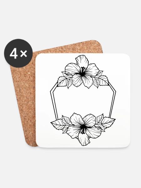 Hibiscus Boho Flower 8 - Untersetzer (4er-Set) - Weiß