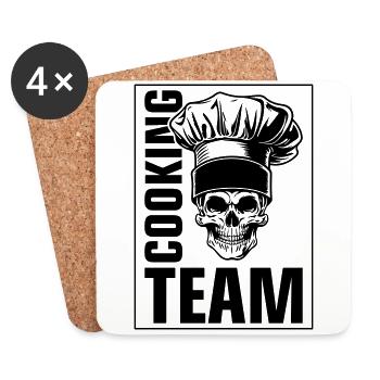 Skelett Cooking Team - Untersetzer (4er-Set) - Weiß - Vorne