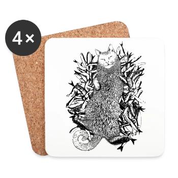 Paradis des chats - Dessous de verre (lot de 4) - blanc - Devant