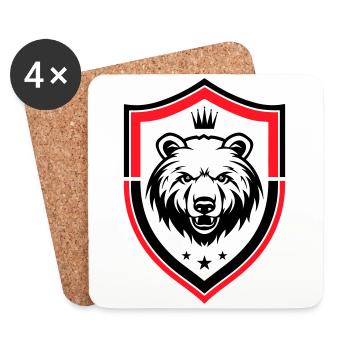 Icône des armoiries du grizzli - Dessous de verre (lot de 4) - blanc - Devant