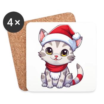 Cat Christmas Christmas Cat Cute Merry Catmas - Coasters (set of 4) - white - Front
