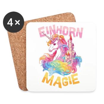 Unicorn, Magic, Rainbow, Castle, Colorful, Fantasy - Coasters (set of 4) - white - Front