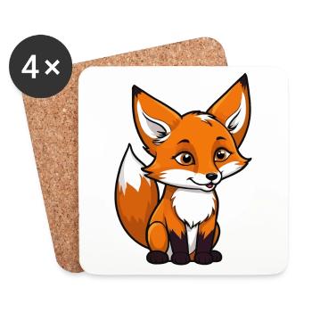 Fox Illustration - Coasters (set of 4) - white - Front