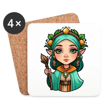 Druidin Druide Fantasy Illustration - Untersetzer (4er-Set) - Weiß - Vorne
