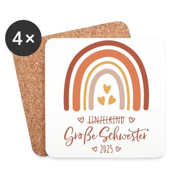Boho Regenbogen Einzelkind Große Schwester 2025 - Untersetzer (4er-Set) - Weiß - Vorne