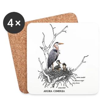 Grey heron - Coasters (set of 4) - white - Front