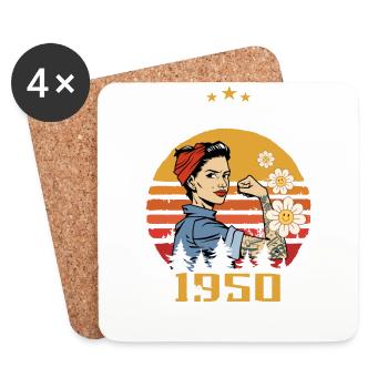Légendaire depuis mai 1950 - mai 1950 Anniversaire 1950 - Dessous de verre (lot de 4) - blanc - Devant