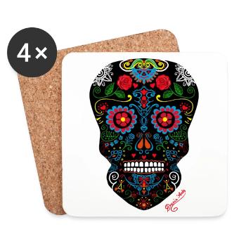 Crâne Mexicain - Dessous de verre (lot de 4) - blanc - Devant