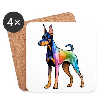 Dobermann Wasserfarben - Untersetzer (4er-Set) - Weiß - Vorne