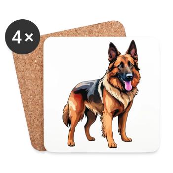 Belgischer Schäferhund Wasserfarben - Untersetzer (4er-Set) - Weiß - Vorne