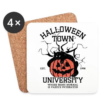 Halloween Town University, Black Cat Pumpkin - Coasters (set of 4) - white - Front