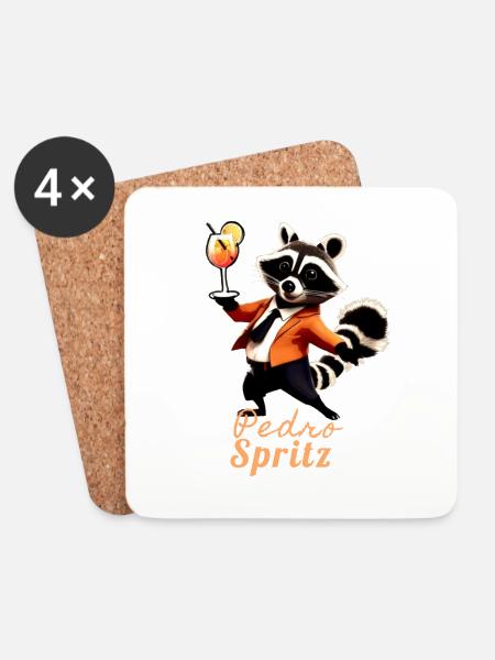 Waschbär,graffiti,illustration,Pedro - Untersetzer (4er-Set) - Weiß