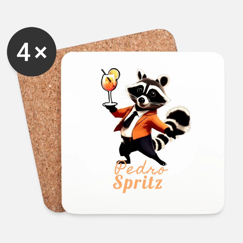 Waschbär,graffiti,illustration,Pedro - Untersetzer (4er-Set) - Weiß