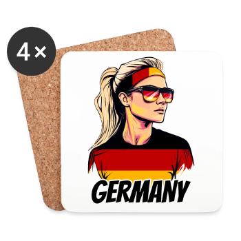 Allemagne drapeau drapeau femme lunettes de soleil fan - Dessous de verre (lot de 4) - blanc - Devant