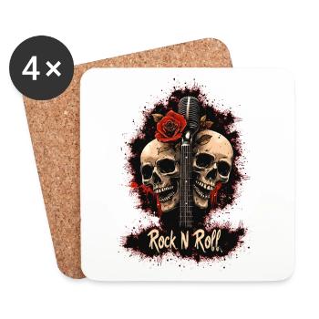 Rock N Roll Crâne Guitare électrique Rose Musique Rocker - Dessous de verre (lot de 4) - blanc - Devant