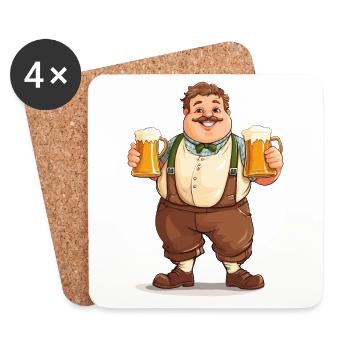 Bier Bierkrug Maß Maßkrug Prost Saufen Lederhosen - Untersetzer (4er-Set) - Weiß - Vorne