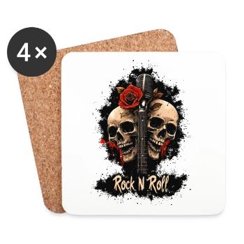 Rock N Roll Crâne Guitare électrique Rose Musique Rocker - Dessous de verre (lot de 4) - blanc - Devant