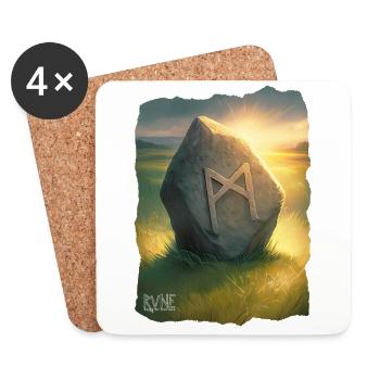 Rune Mannaz Artwork - Coasters (set of 4) - white - Front