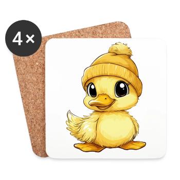 canard mignon mignon bébé enfants animal caneton dessin animé - Dessous de verre (lot de 4) - blanc - Devant