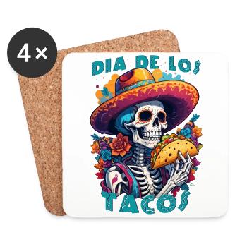 Squelette mexicain humoristique Dia de los tacos - Dessous de verre (lot de 4) - blanc - Devant