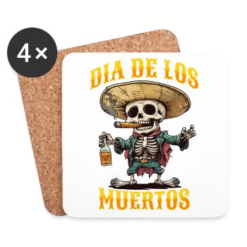 Dia De Los Muertos Totenkopf Totenschädel Tequilla - Untersetzer (4er-Set) - Weiß - Vorne