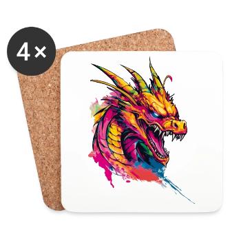 Dragon Colorful Fantasy Magic Mysticism Mythology Art - Coasters (set of 4) - white - Front