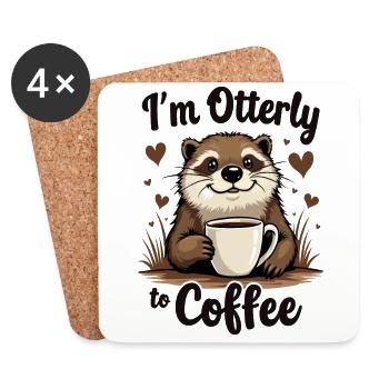 Ich bin Otterly zum Kaffee, süßes Otter-Design - Untersetzer (4er-Set) - Weiß - Vorne