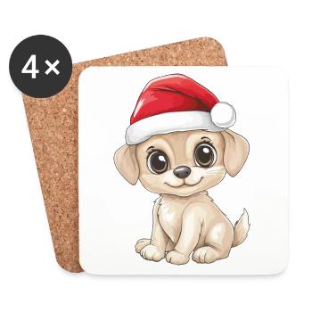 Chien Noël Mignon Noël mignon Noël - Dessous de verre (lot de 4) - blanc - Devant