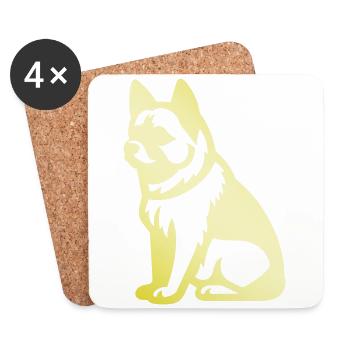 Silhouette de chien Akita Inu - Dessous de verre (lot de 4) - blanc - Devant