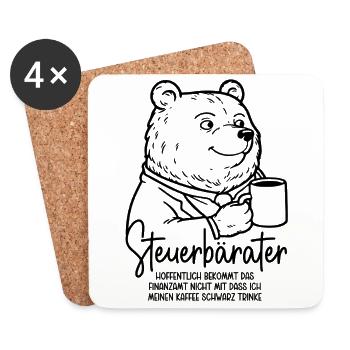 Steuerberater Bär Kaffeetasse Kaffee Steuerbärater - Untersetzer (4er-Set) - Weiß - Vorne