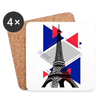 Paris Eiffelturm Frankreich Stadt Skyline Kunst - Untersetzer (4er-Set) - Weiß - Vorne
