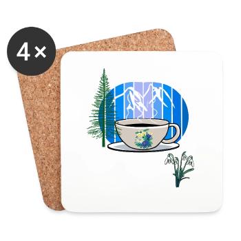 80er 90er Gebirge Kaffee Tasse Österreich Tirol - Untersetzer (4er-Set) - Weiß - Vorne
