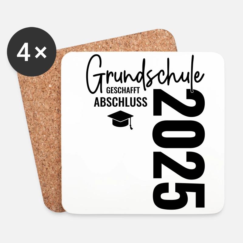 Abschluss 2025 Grundschule - Untersetzer (4er-Set) - Weiß