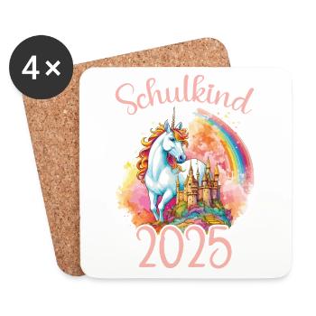 School Child 2025 Unicorn Enrollment School Student - Coasters (set of 4) - white - Front