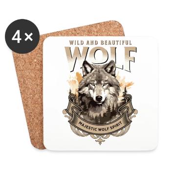 Loup Tête de loup Prédateur Forêt Nature Montagnes Nature sauvage - Dessous de verre (lot de 4) - blanc - Devant