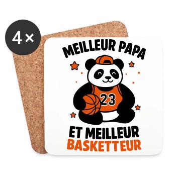 Meilleur basketteur meilleur papa Basket Sport - Dessous de verre (lot de 4) - blanc - Devant