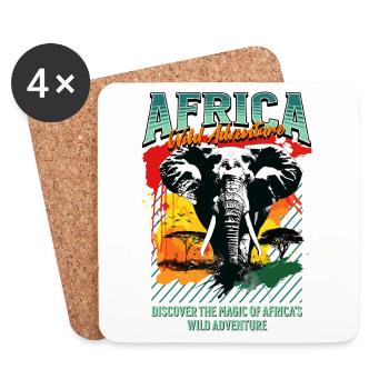 Africa Elephant Nature Adventure Wilderness Safari - Coasters (set of 4) - white - Front