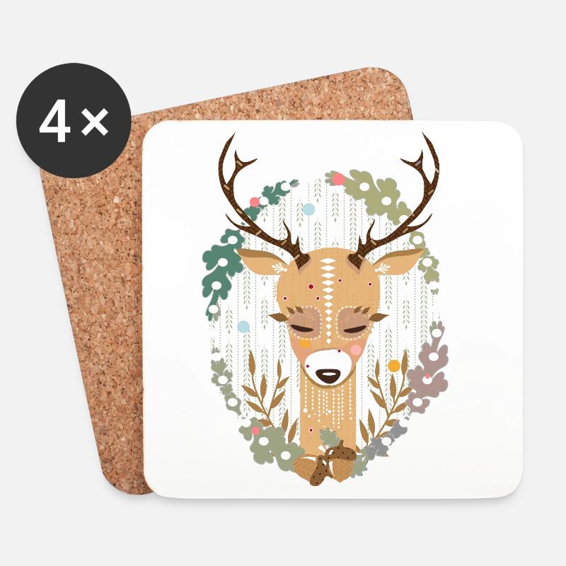 Un cerf dans la forêt - Dessous de verre (lot de 4) - blanc